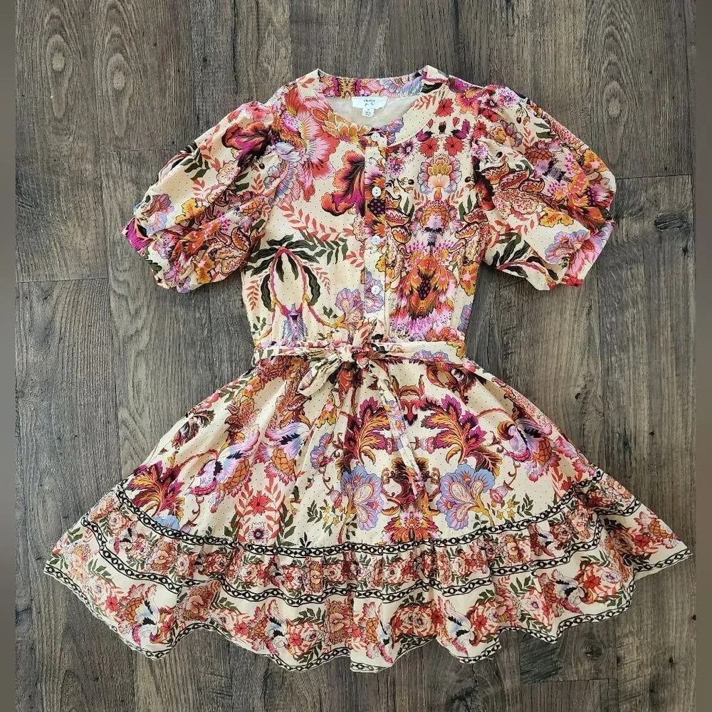 Girls Fall Autumn Colors Print Dress Size 8